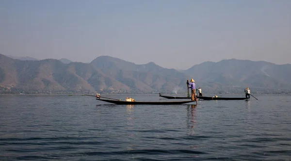 Catching fish on Inle Lake, Myanmar