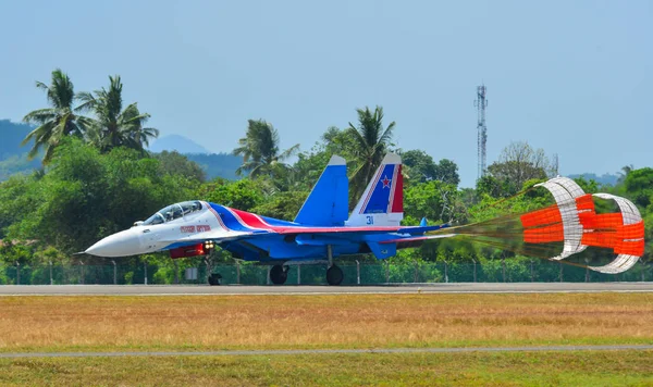 Langkawi Malajsie Mar 2019 Stíhací Letoun 30Sm Patřící Ruským Rytířům — Stock fotografie