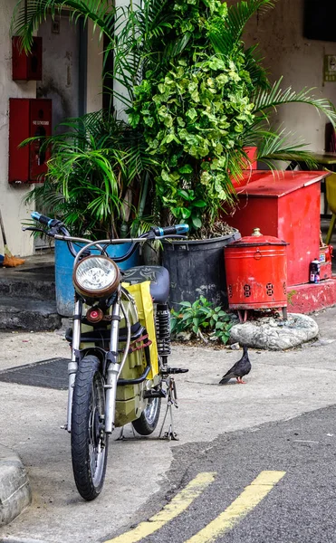 Singapur Marca 2019 Parking Mobylette Ulicy Chinatown Singapur Chinatown Jest — Zdjęcie stockowe