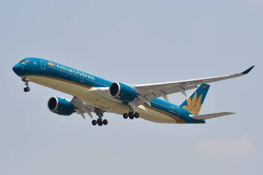 Saygon, Vietnam - Mar 18, 2019. Vn-A898 Vietnam Havayolları Airbus A350-900 Saigon, Vietnam Tan Son Nhat Havaalanı (Sgn) iniş.