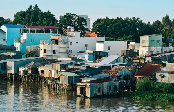 Chau Doc Vietnam Sep 2017 Floating Houses Mekong River Chau — Stock Photo, Image