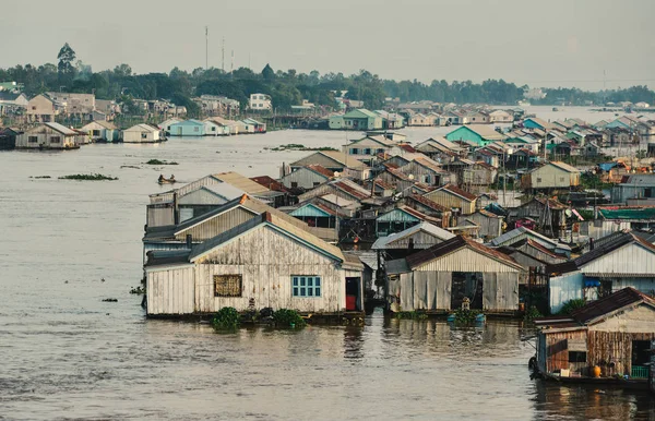 Casas Flutuantes Rio Mekong Chau Doc Vietnã Chau Doc Uma — Fotografia de Stock