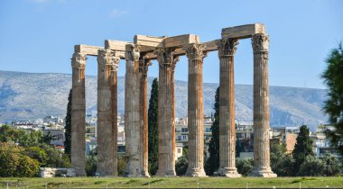 Atina Olympian Zeus Tapınağı eşsiz ve ilginç bir görünüm, Yunanistan.