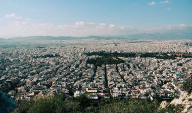 Atina, Yunanistan'ın havadan görünümü. Atina tarih ve arkeoloji yi seven turistik bir cazibe merkezidir.