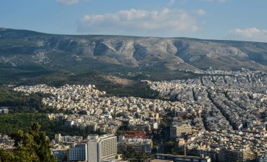 Atina, Yunanistan'ın havadan görünümü. Atina tarih ve arkeoloji yi seven turistik bir cazibe merkezidir.