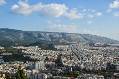 Atina, Yunanistan'ın havadan görünümü. Atina tarih ve arkeoloji yi seven turistik bir cazibe merkezidir.