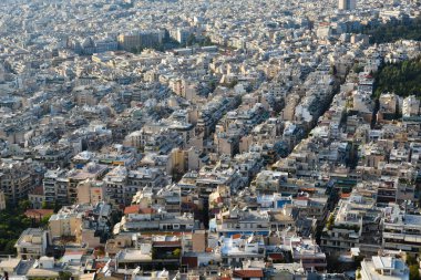 Atina, Yunanistan'ın havadan görünümü. Atina tarih ve arkeoloji yi seven turistik bir cazibe merkezidir.
