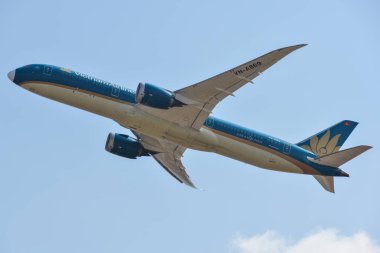 Saygon, Vietnam - 25 Şubat 2019. Vn-A869 Vietnam Havayolları Boeing 787-9 Dreamliner, Saygon, Vietnam'daki Tan Son Nhat Havaalanı'ndan (Sgn) kalkış yapıyor.