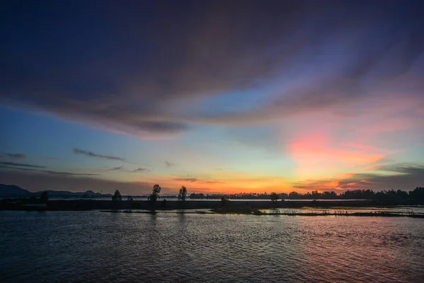 Sunset on Mekong River in An Giang, Vietnam — Stock Photo, Image