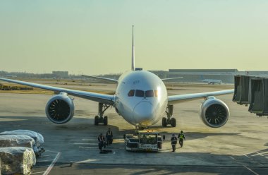 Havaalanında yerleştirme yolcu uçak 