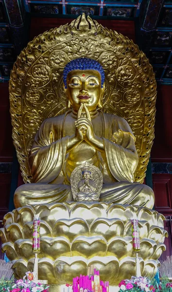 Una statua di Buddha dorato alla vecchia pagoda — Foto Stock