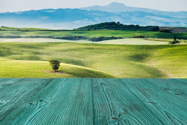Güzel ve mucizevi renkleri yeşil bahar peyzaj Toskana, İtalya.