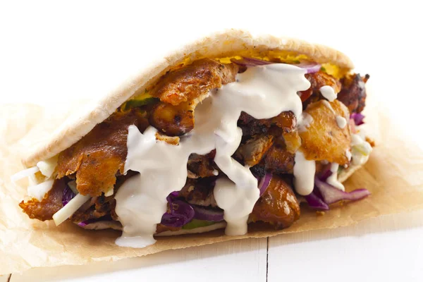 Chicken Kebab in a bun — Stock Photo, Image