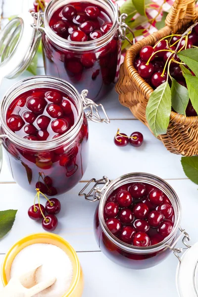 Homemade cherry compote — Stock Photo, Image