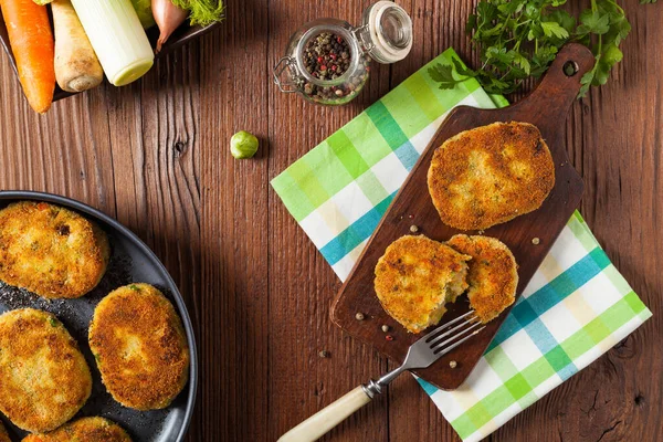 Delicious Vegetarian Cutlets Top View — Stock Photo, Image