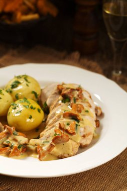 Mantar soslu kızarmış tavuk göğsü..