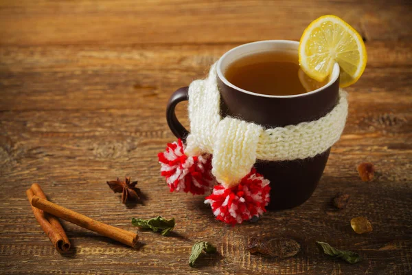 Cup Scarf Hot Tea — Stock Photo, Image