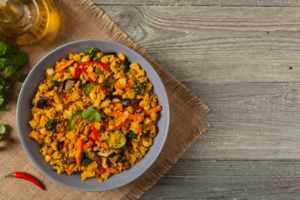 Couscous Oriental Vegetarian Dish Top View — Stock Photo, Image