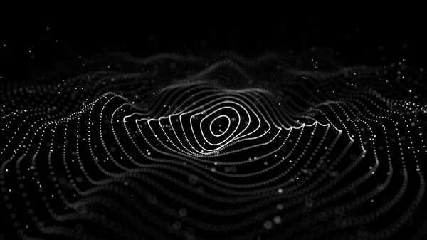 Волна частиц. Абстрактный фон с динамической волной. Большие данные. 3d-рендеринг . — стоковое фото