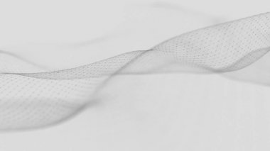 Soyut beyaz fütüristik arka plan. Beyaz arka plan üzerinde bağlantı noktaları ve çizgiler ile dalga. 3d render.