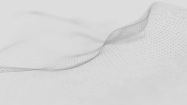 Soyut beyaz fütüristik arka plan. Beyaz arka plan üzerinde bağlantı noktaları ve çizgiler ile dalga. 3d render.