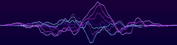 Αφηρημένο φόντο με δυναμικά κύματα. Ηχητικό στοιχείο κύματος. Τεχνολογία ισοσταθμιστή για τη μουσική. απόδοση 3D. — Φωτογραφία Αρχείου