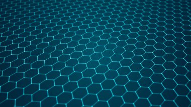 Soyut teknoloji arka planı. Büyük veri görselleştirmesi. Fütüristik altıgen arka plan. Yapay zeka. 3d render.