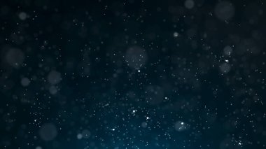 Toz parçacıkları. Parçacıkların soyut mavi arka planı. Kozmik galaksi illüstrasyonu. 3d render.