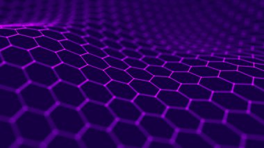 Büyük veri görselleştirmesi. Fütüristik altıgen arka plan. Büyük veri bağlantısı arka planı. 3d render.