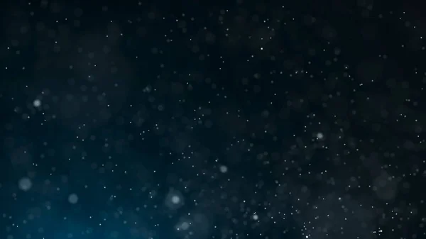 Staubpartikel. abstrakter blauer Hintergrund von Teilchen. Illustration einer kosmischen Galaxie. 3D-Darstellung. — Stockfoto
