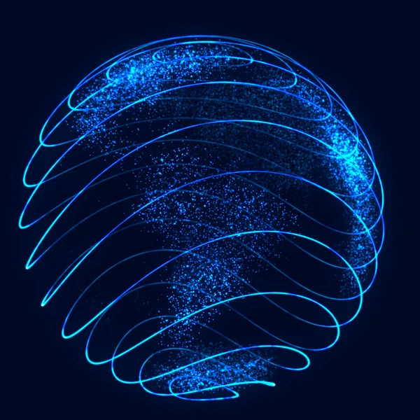 Сфера с поворотными линиями. Предпосылки для делового мероприятия. Технология Wireframe голубая сфера. 3d-рендеринг . — стоковое фото