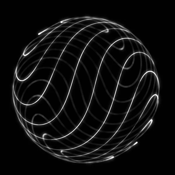 Sphère avec lignes torsadées. Contexte de l'événement d'affaires. sphère de la technologie Wireframe. Rendu 3d . — Photo