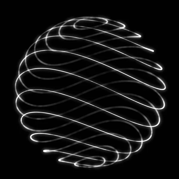 Sphere with twist lines. Background for business event. Wireframe technology sphere. 3d rendering. — Stock Photo, Image