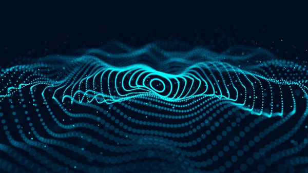 Wave of particles. Abstract background with a dynamic wave. Big data. 3d rendering. — Stock Photo, Image