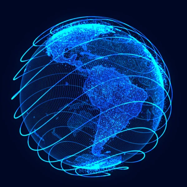 Global network concept. World map point. Global network planet Earth. 3D rendering.