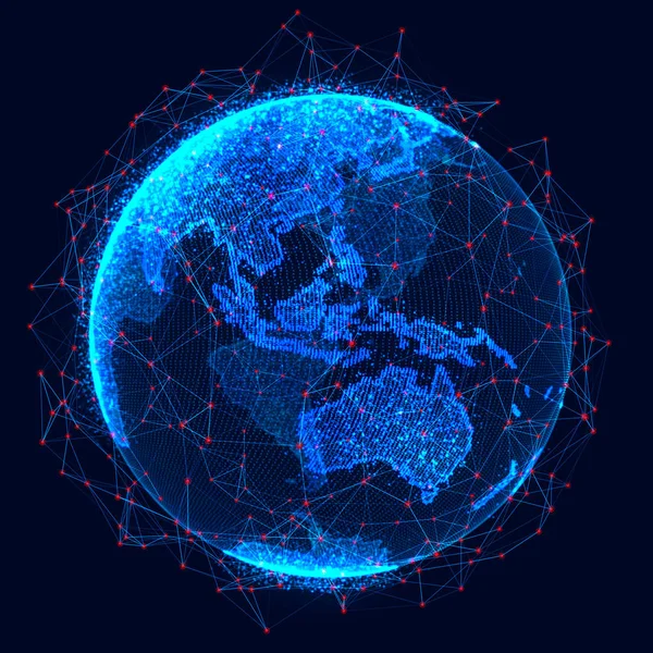 Global network concept. World map point. Global network planet Earth. 3D rendering.
