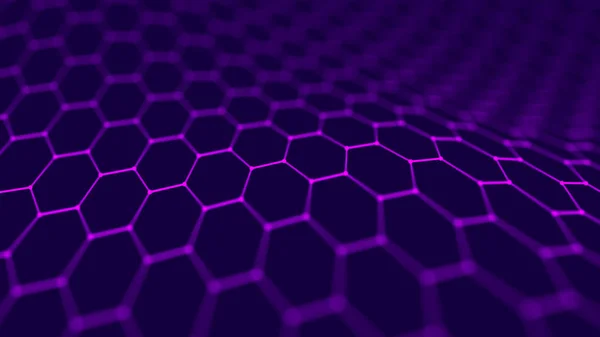 Visualisering av stordata. Futuristisk Hexagon-bakgrund. Stor dataanslutning bakgrund. 3D-rendering. — Stockfoto