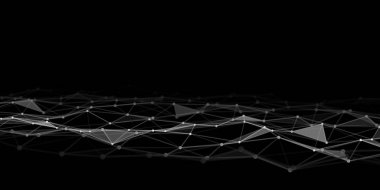 Noktaları ve çizgileri birbirine bağlayan soyut teknoloji arka planı. Düşük poli şekil.