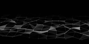 Noktaları ve çizgileri birbirine bağlayan soyut teknoloji arka planı. Düşük poli şekil.