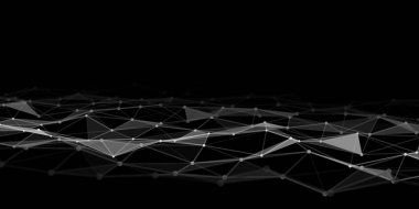 Noktaları ve çizgileri birbirine bağlayan soyut teknoloji arka planı. Düşük poli şekil.