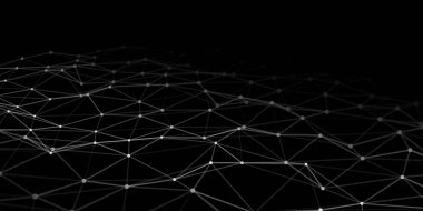 Noktaları ve çizgileri birbirine bağlayan soyut teknoloji arka planı. Düşük poli şekil.