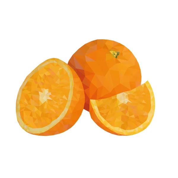 Orangen, Orangenscheiben, halb geschnittene Orangen. Vektorillustration von Orangen.Vektorillustration von Fruchtorangen. — Stockvektor