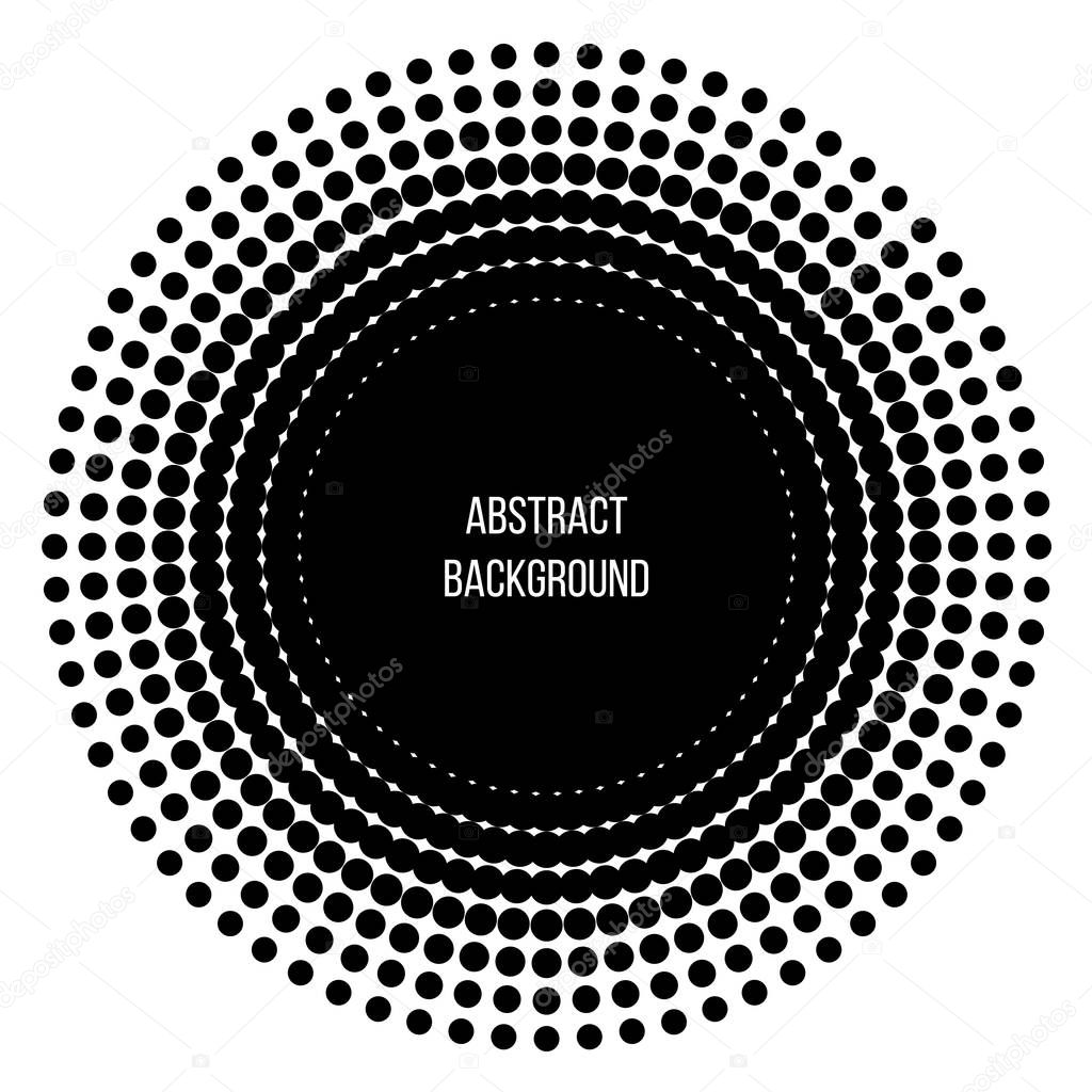 Black abstract vector circle. Vector illustration. Logo. Halftone circles.