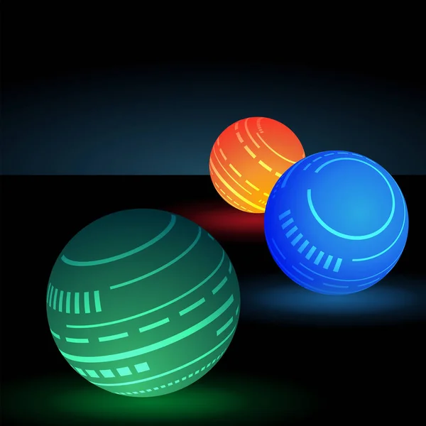 抽象的な球。輝くオーブ光沢のあるカラフルな抽象球。技術分野. — ストックベクタ