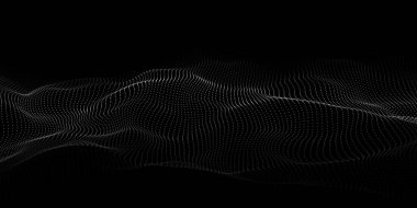 Parçacık dalgası. Dinamik dalgalı soyut bir arkaplan. Büyük veri. Vektör illüstrasyonu.