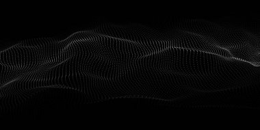 Parçacık dalgası. Dinamik dalgalı soyut bir arkaplan. Büyük veri. Vektör illüstrasyonu.