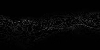 Parçacık dalgası. Dinamik dalgalı soyut bir arkaplan. Büyük veri. Vektör illüstrasyonu.