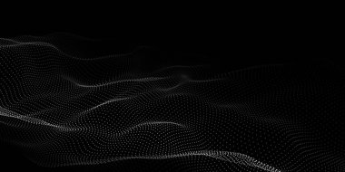 Parçacık dalgası. Dinamik dalgalı soyut bir arkaplan. Büyük veri. Vektör illüstrasyonu.