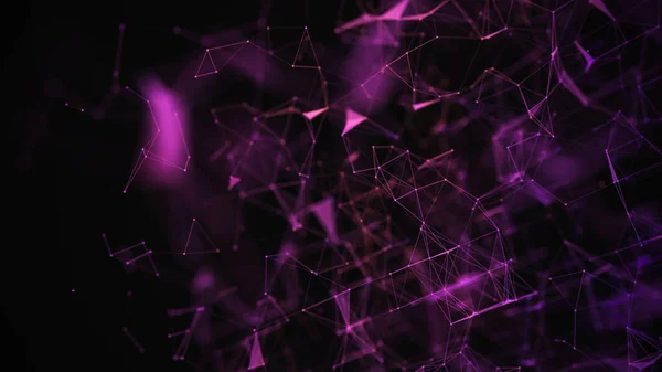 Fond violet abstrait avec des points et des lignes de connexion. Structure et communication. Effet plexus. Résumé science géométrique réseau arrière-plan . — Photo