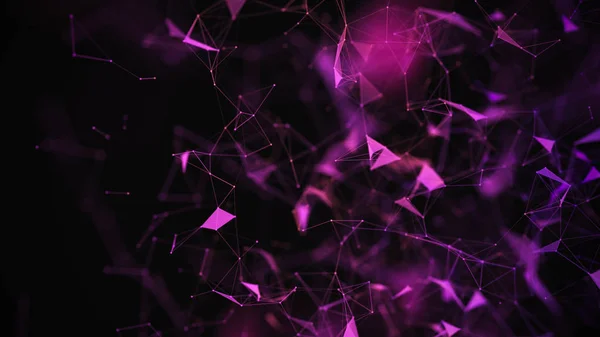 Fond violet abstrait avec des points et des lignes de connexion. Structure et communication. Effet plexus. Résumé science géométrique réseau arrière-plan . — Photo